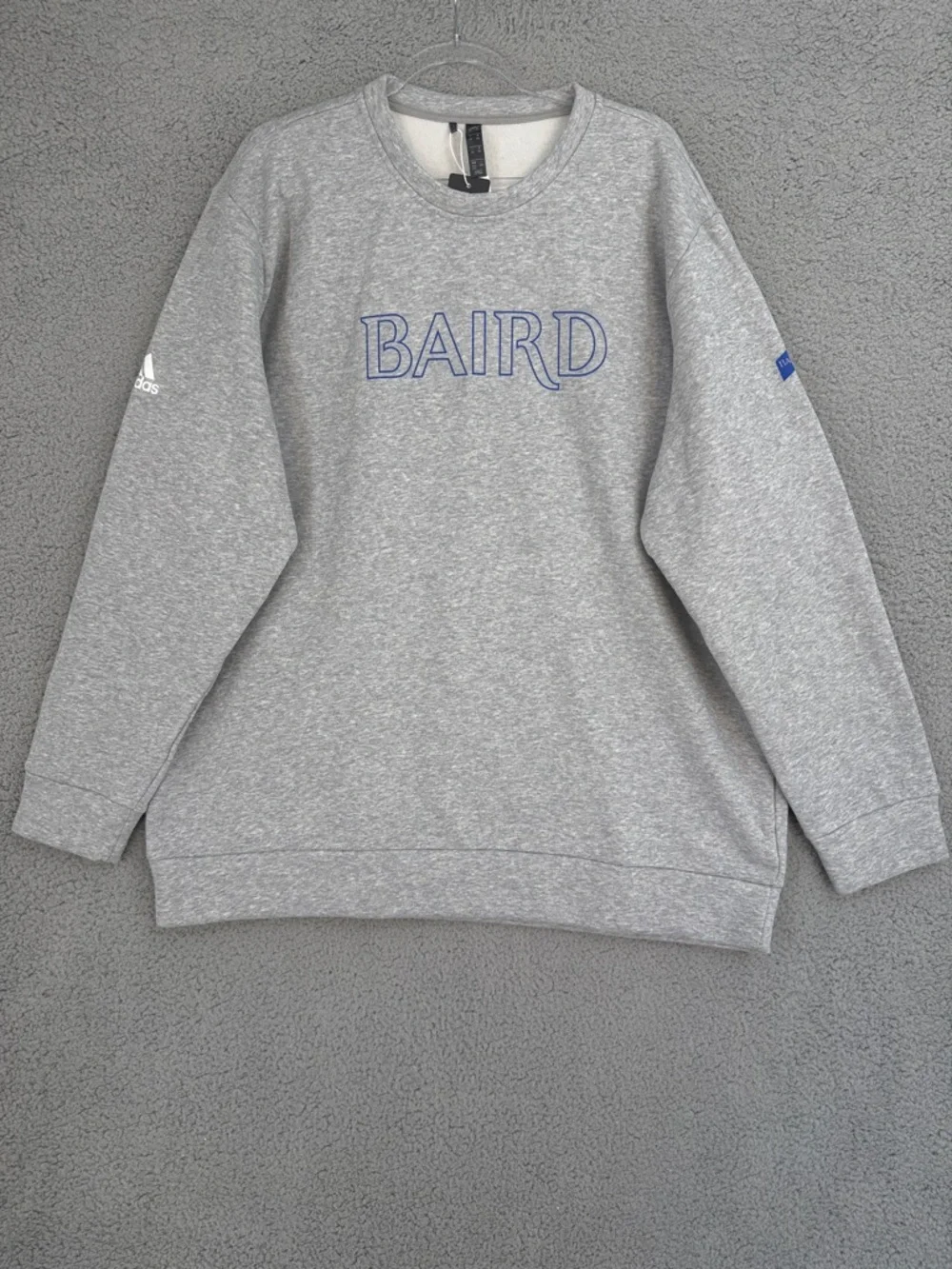 adidas Mens 2XL “Baird” logo crew neck long sleeve sweatshirt Gray Pullover Soft